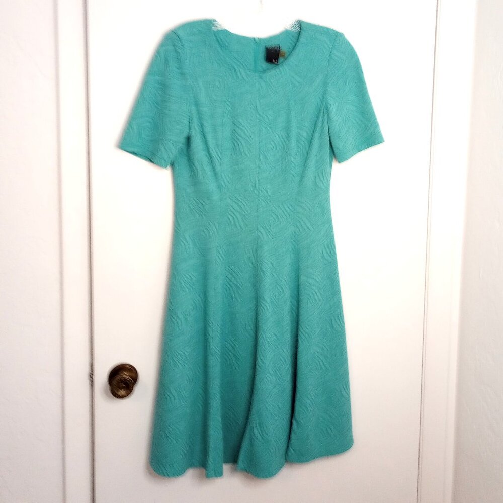 Gabby Skye Blue Fit-N-Flare Paneled Dress